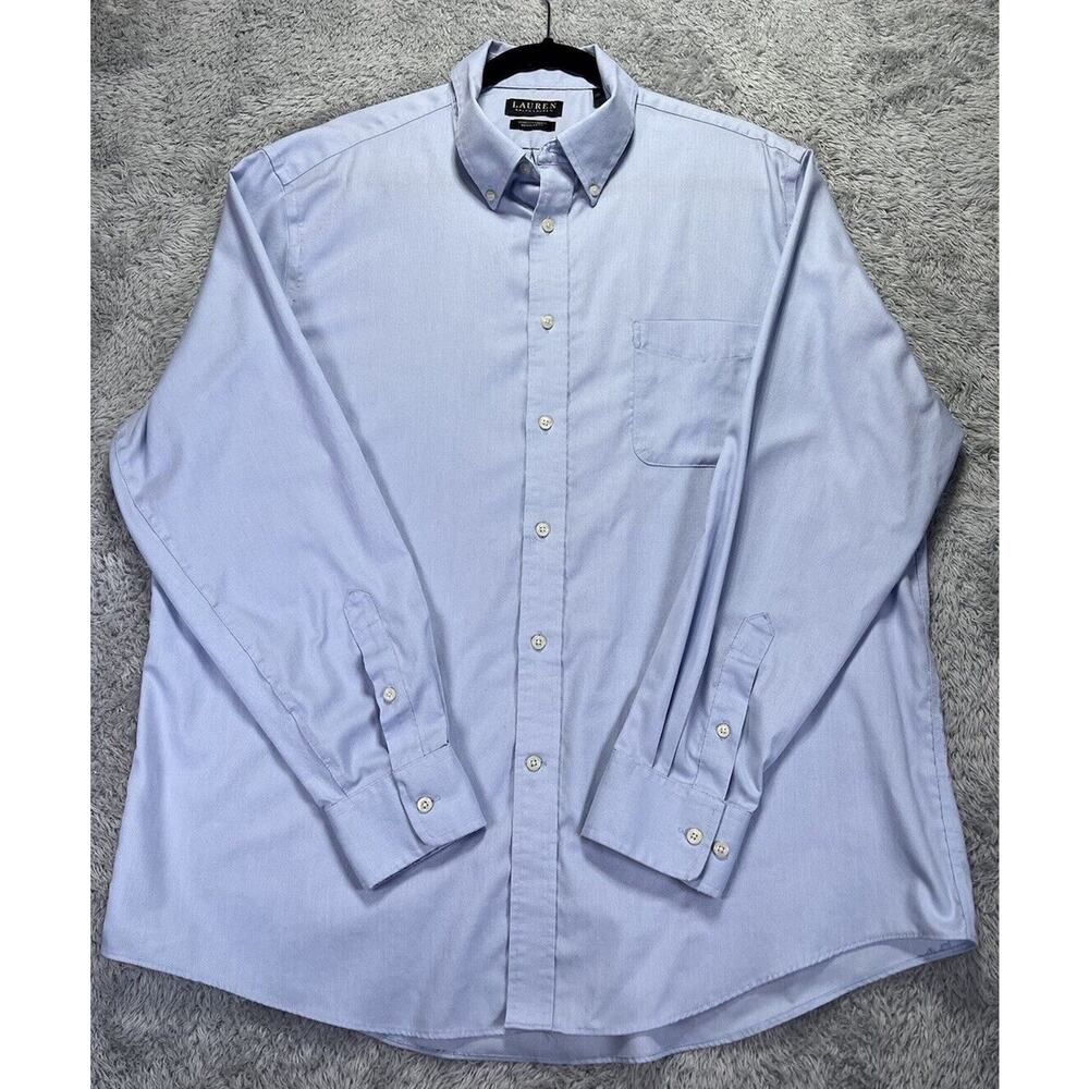 Ralph Lauren Mens XL Black Label Blue Button‎ Long Sleeve Shirt Stretch 17.5